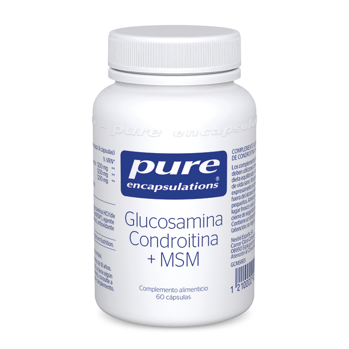 Complemento alimenticio Glucosamina Condroitina + MSM 60 cápsulas Pure Encapsulations.